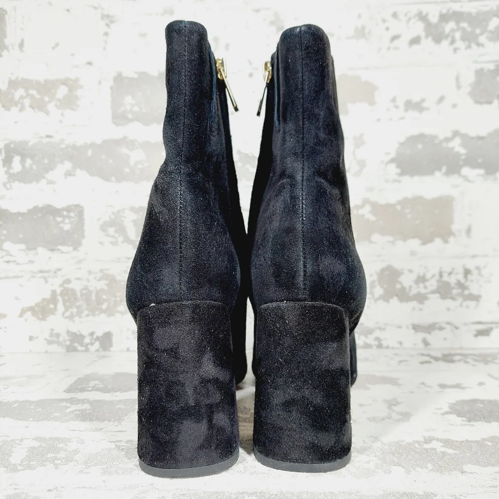 Sam Edelman Codie Black Suede Leather Block Heel Ankle Boots M372 - Picture 6 of 12